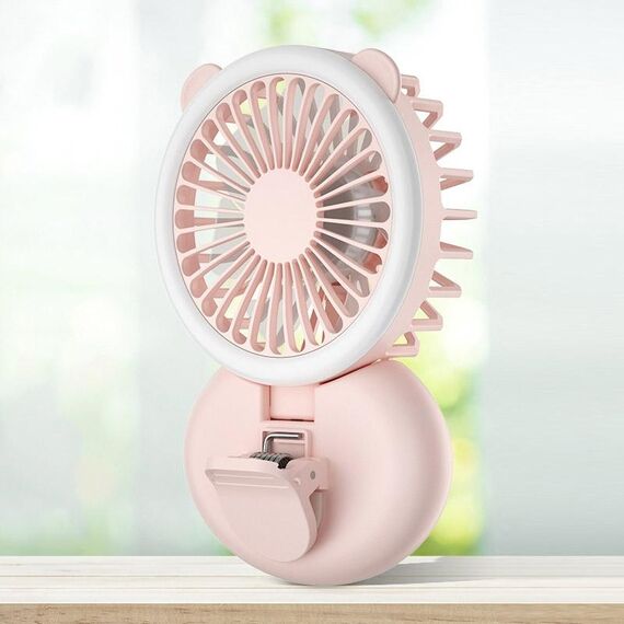D11 Fill Light Clip Hanging Neck Ventola Palogena Pieghevole Pieghevole Mini USB Desktop Fan (rosa)