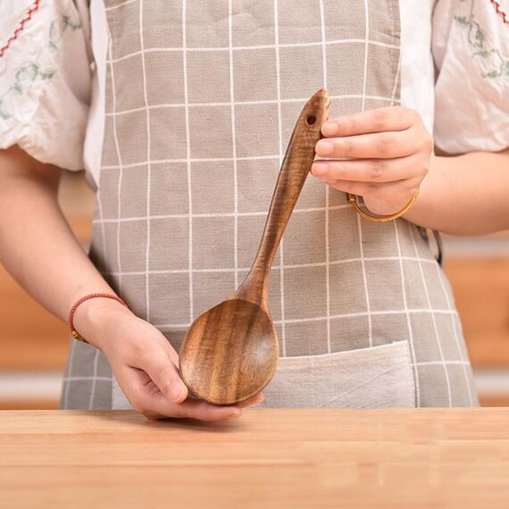 Cucchiaio da tavola da tavola in teak del cucchiaio in legno antiscivolo