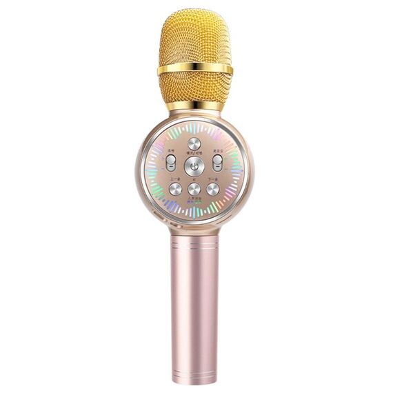 K2 Bluetooth 5.0 Karaoke Live Colorful Lights Wireless Bluetooth Microfono (oro)