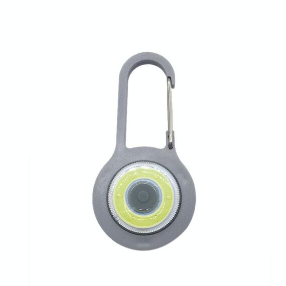 3 PCS Mini moschettone COB torcia elettrica portachiavi portatile portatile da esterno notturno luce di pesca a luce casuale consegna colore (grigio)