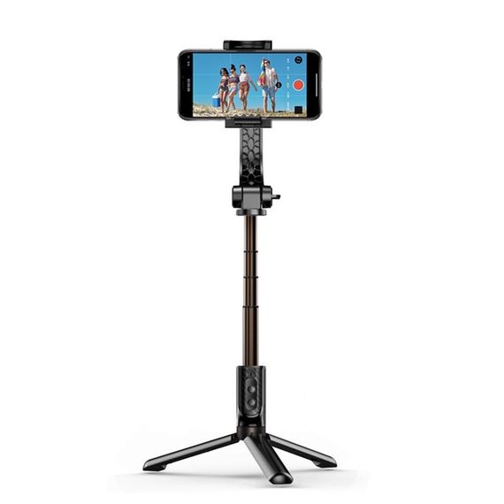 H202 Stabilizzatore Gimbal portatile Pieghevole pieghevole 3 in 1 Bluetooth Remote Selfie Stick Stick Treppiede per Smart Phone, Controllo a doppia chiave
