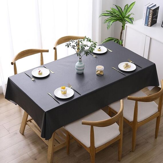 140x220cm Colore solido PVC impermeabile a prova di olio a prova di olio e scottatura a prova di oblita (nero)
