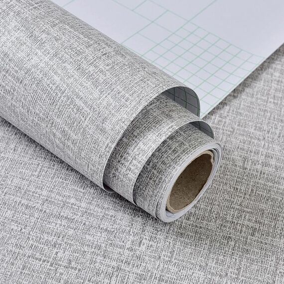 Carta da parati autoadesiva in tessuto imitazione PVC Adesivi murali spessi impermeabili Sfondo TV Decorazione murale Carta da parati in lino Dimensioni: 60 cm x 3 m (Grigio chiaro A603)