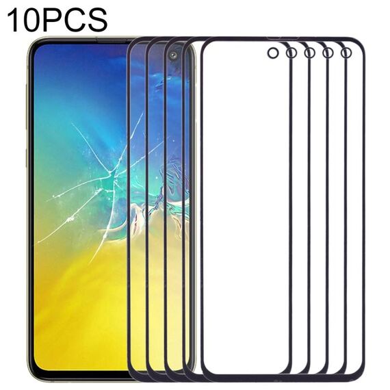Per Samsung Galaxy S10e SM-G970F/DS, SM-G970U, SM-G970W 10 pezzi Lente in vetro esterno per schermo anteriore (nero)
