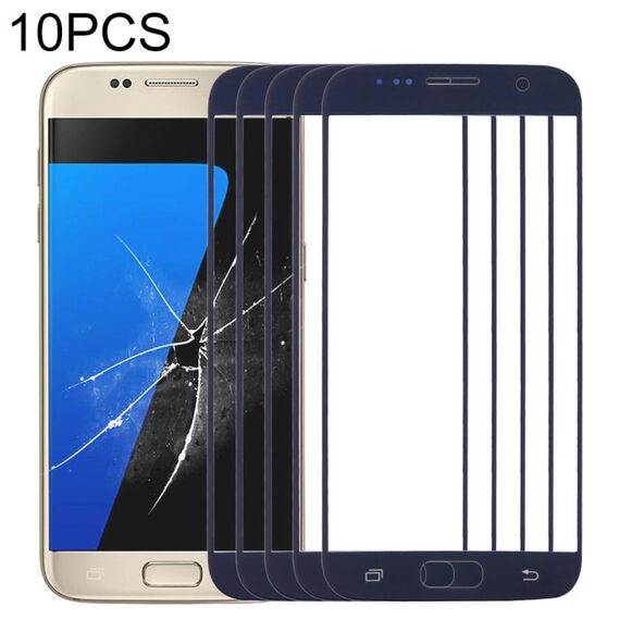 Per Samsung Galaxy S7 / G930 10 pezzi Lente in vetro esterno per schermo frontale (nero)