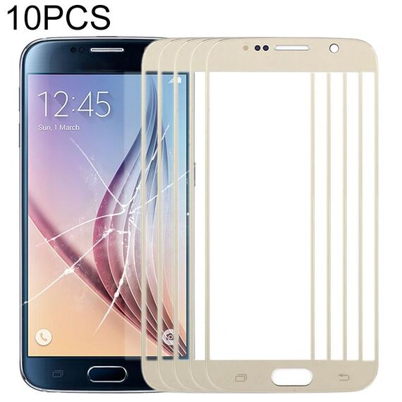 Per Samsung Galaxy S6 / G920F 10 pezzi Lente in vetro esterno per schermo frontale (oro)