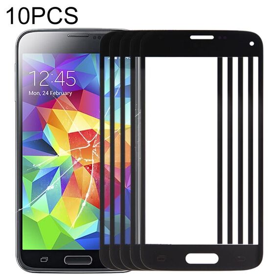 Per Samsung Galaxy S5 mini 10 pezzi Lente in vetro esterno per schermo frontale (nero)
