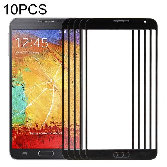 Per Samsung Galaxy Note 3 Neo / N7505 10 pezzi Lente in vetro esterno per schermo anteriore (nero)