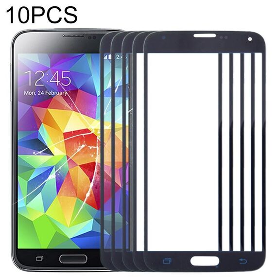 Per Samsung Galaxy S5 / G900 10 pezzi Lente in vetro esterno per schermo frontale (blu scuro)
