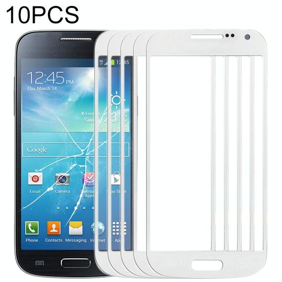 Per Samsung Galaxy S IV mini / i9190 10 pezzi Lente in vetro esterno per schermo frontale (bianco)