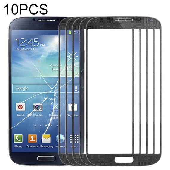 Per Samsung Galaxy S IV / i9500 10 pezzi Lente in vetro esterno per schermo frontale (nero)