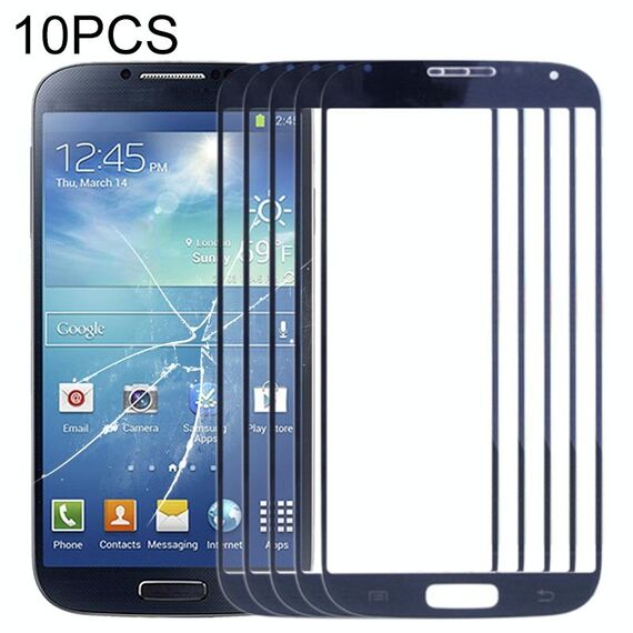 Per Samsung Galaxy S IV / i9500 10 pezzi Lente in vetro esterno per schermo frontale (blu)