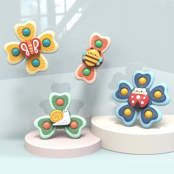 A6 Baby Sucker Giocattoli Rotary Giocattoli Divertente Fingertip Top Top Bathing Toys (Ape + Lumaca + Butterfly + Lachaou Worm)