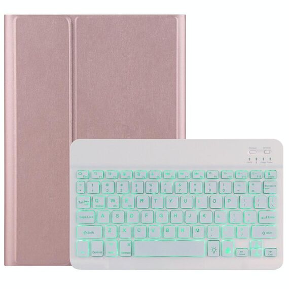 DY-M10REL-S 2 in 1 tastiera Bluetooth rimovibile + custodia protettiva in pelle con retroilluminazione e supporto per Lenovo Smart Tab M10 REL (oro rosa)