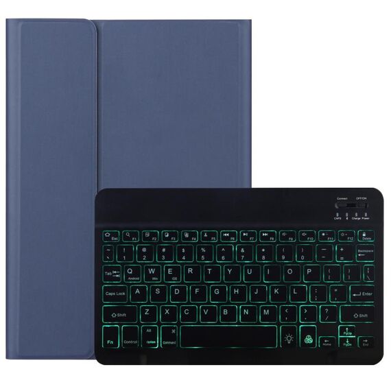 Dy-P10-S 2 in 1 tastiera Bluetooth rimovibile + custodia protettiva in pelle con retroilluminazione e supporto per Lenovo Smart Tab P10 (blu)