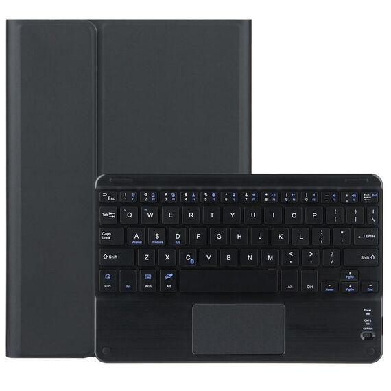 DY-E10 2 in 1 tastiera Bluetooth rimovibile + custodia protettiva in pelle con touchpad e supporto per Lenovo Tab E10 (nero)