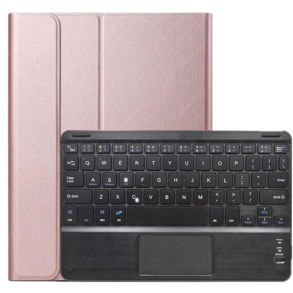 Dy-E10 2 in 1 tastiera Bluetooth rimovibile + custodia protettiva in pelle con touchpad e supporto per Lenovo Tab E10 (oro rosa)