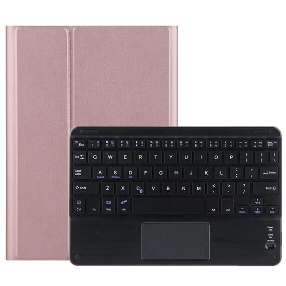 Dy-M10rel-C 2 in 1 tastiera Bluetooth rimovibile + custodia protettiva in pelle con touchpad e supporto per Lenovo Tab M10 FHD REL (oro rosa)