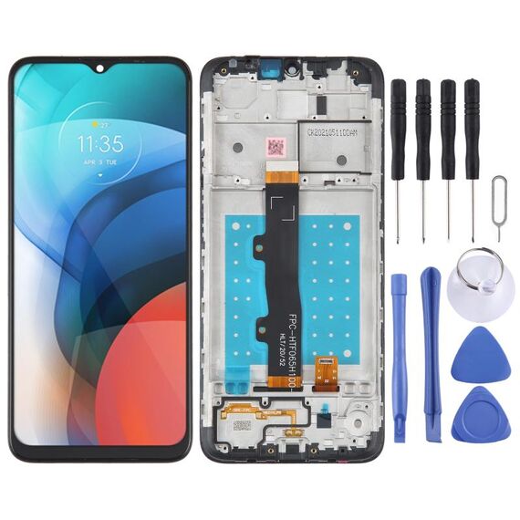 Schermo LCD TFT per Motorola Moto E7 Digitizer Assemblaggio completo con cornice (nero)