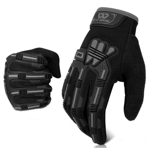 West Biking YP0211208 Guanti da equitazione Bici da moto Bike Long Dito antiscivolo Guanti touch screen, Dimensioni: XL (nero)
