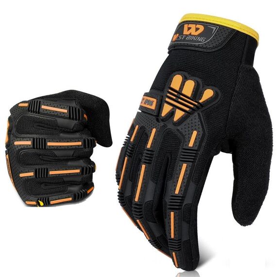 West Biking YP0211208 Guanti da equitazione Bici da moto Bike Long Finger antiscivolo Guanti touch screen, Dimensioni: XL (nero arancione)