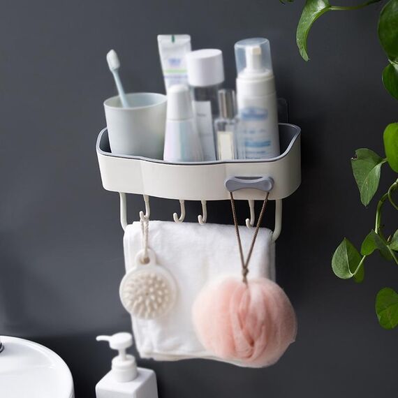 Telaio di stoccaggio della mensola per il bagno senza punzoni da 2 pezzi del pz (bianco)