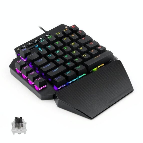 K700 44 Tasti RGB RGB Luminoso Asse commutabile Gaming Tastiera con una sola mano, lunghezza del cavo: 1m (albero nero)