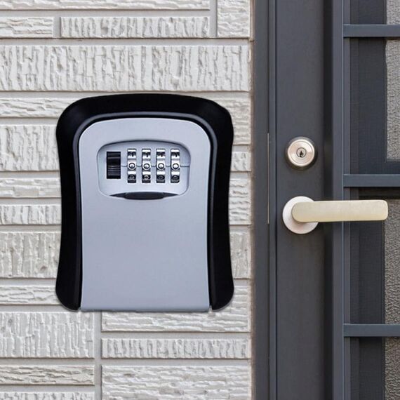 Cassetta di sicurezza con chiave per armadietto a muro con serratura con password Scatola di immagazzinaggio in metallo Porta (grigio)