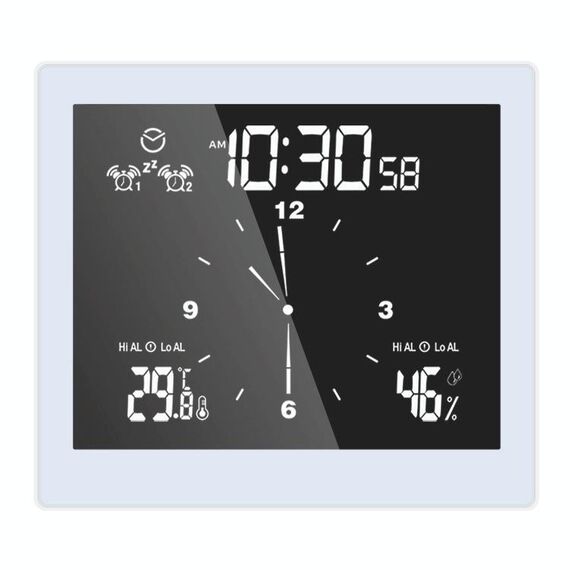 TS-WP10-B Waterproof Bathroom Wall Orologio da parete Timer Termometro domestico Igrometro (bianco)