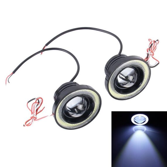 3.5 pollici DC 12V 10W 900LM 7000K Fendinebbia per auto Angel Eyes Fendinebbia (luce bianca + luce bianca)