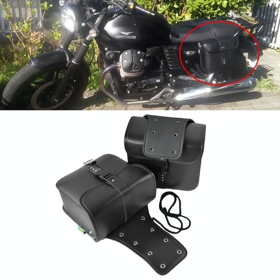 Accessori per moto Lato modificato del kit borsa in pelle per borsa da cavaliere (nero)