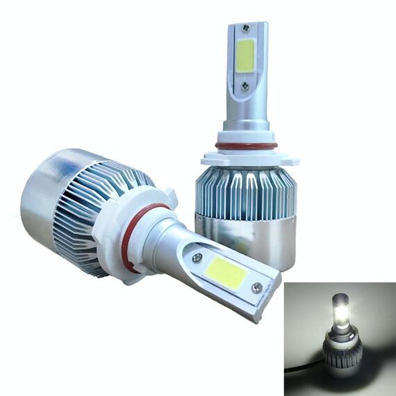 2 pezzi 9005 18W 1800LM 6000K impermeabile IP68 faro LED per auto con 2 lampade LED COB, DC 9-36V (luce bianca)