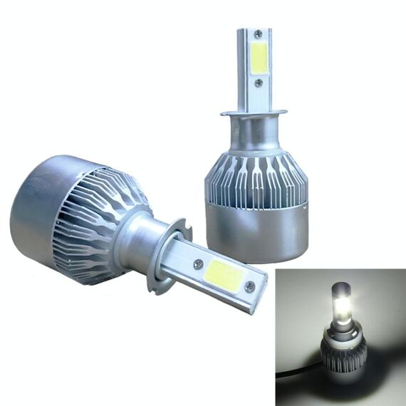 2 fari LED per auto H3 18W 1800LM 6000K IP68 impermeabili con 2 lampade LED COB, DC 9-36V (luce bianca)