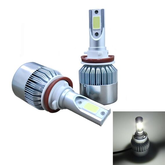 2 pezzi H8/H11 18W 1800LM 6000K impermeabile IP68 faro LED per auto con 2 lampade LED COB, DC 9-36V (luce bianca)