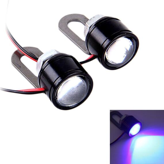 2 PCS 12V 3W Eagle Eyes LED Light per moto Length Lunghezza cavo: 45 cm (luce blu)