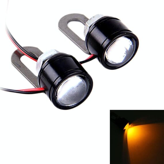 2 PCS 12V 3W Eagle Eyes LED Light per moto Length Lunghezza cavo: 45 cm (luce gialla)