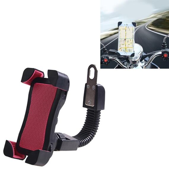 Staffa universale per telefono cellulare con rotazione a 360 gradi ABS Staffa di navigazione per mountain bike GPS / supporto mobile per telefono cellulare da 3,5-6,5 pollici (rosa rossa)