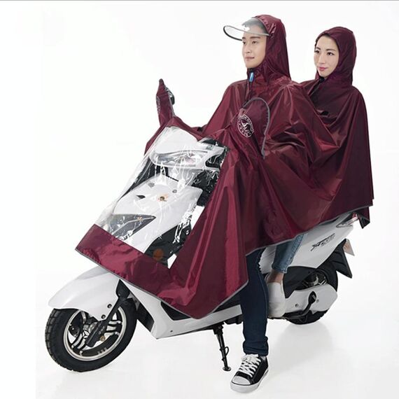 Cappotto antipioggia impermeabile universale con doppio cappuccio, impermeabile, impermeabile (marrone)