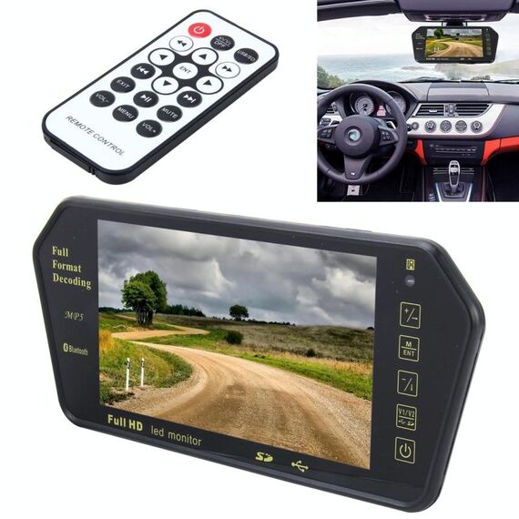 Monitor per auto a colori TFT-LCD da 7 pollici 480 * 234 con vista posteriore con lettore MP5 Bluetooth, supporto della funzione schermo automatico inverso
