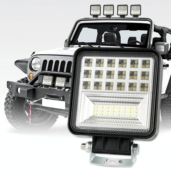 2 PCS 4 pollici 20W Spot / Flood Light Luce bianca a forma quadrata Impermeabile Auto SUV Luci di lavoro Faretto Lampadine LED, DC 9-30V