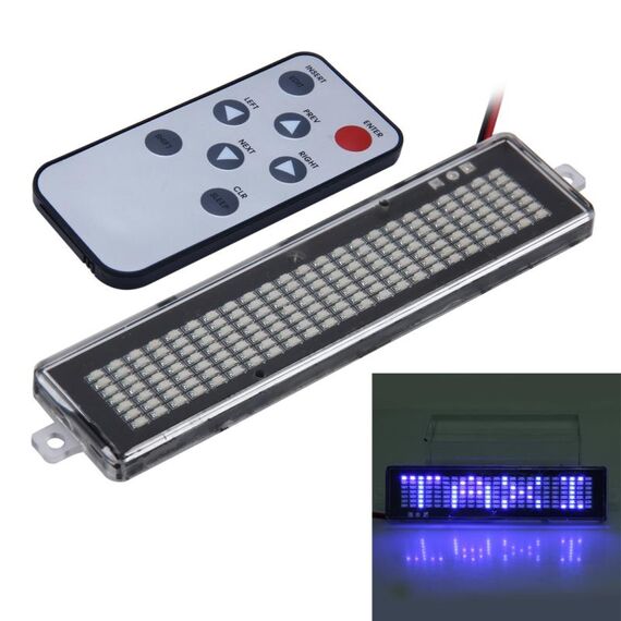 DC 12V Car LED Vetrina programmabile Segnale di messaggio Display a scorrimento Pannello luminoso con telecomando (luce blu)