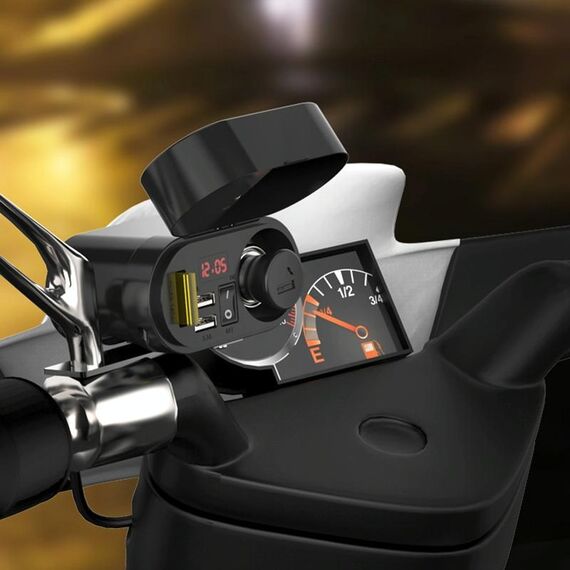 Voltmetro presa accendisigari multifunzionale moto 3A + presa accendisigari + doppia USB