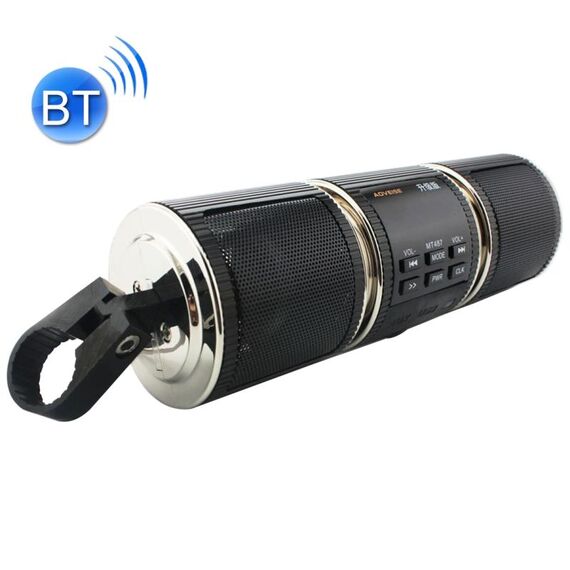 Altoparlante stereo con impugnatura Bluetooth con guscio in alluminio impermeabile per moto, supporto BT / MP3 / FM / TF (nero)