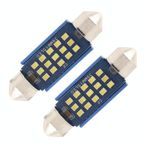 10 PCS 39mm DC12-24V / 1W / 6000K / 60LM 15LEDs SMD Lampada da lettura per auto Lampada a cupola