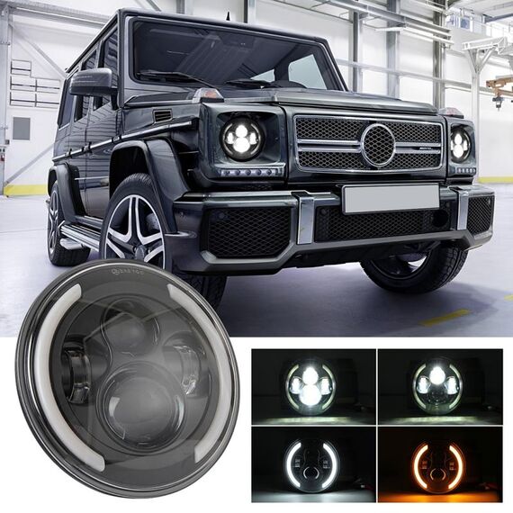 7 pollici H4 / H13 DC 9V-30V 3000LM 3000K-6000K 25W Lampade per fari a LED a forma rotonda per auto per Jeep Wrangler, con Angel Eye