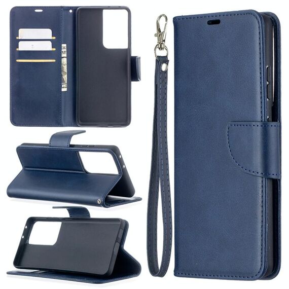 Per Samsung Galaxy S30 Ultra Pelle di agnello Texture Custodia in pelle PU con vibrazione orizzontale in colore puro con supporto e slot per schede, portafoglio e cordino (blu)