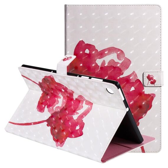 Per Lenovo Tab M10 Plus TB-X606F Custodia in pelle a vibrazione orizzontale con motivo dipinto 3D con supporto e slot per schede e portafoglio e funzione sleep / Wake-up (rosa rossa)