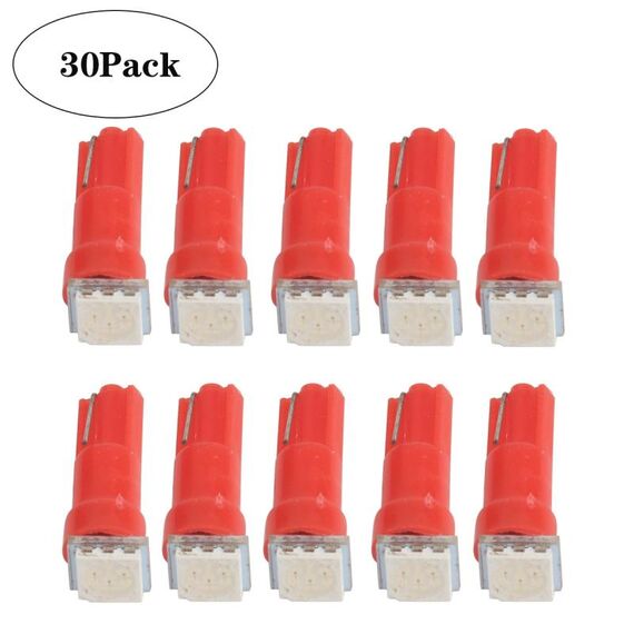30 PCS T5 1LED SMD-5050 Indicatore LED per modifica auto Luce rossa