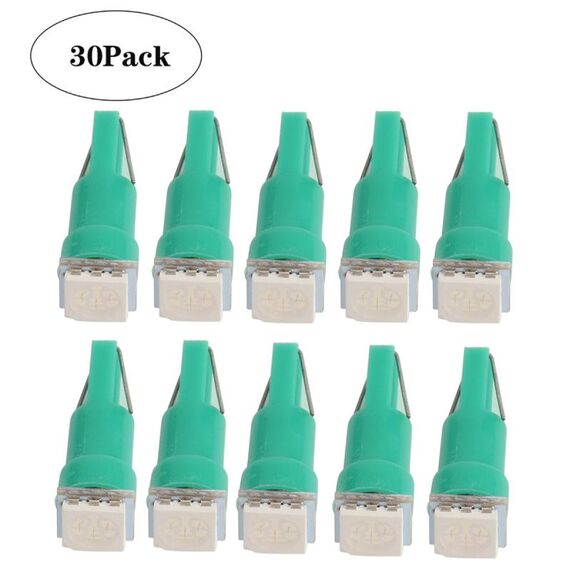 30 PCS T5 1LED SMD-5050 Indicatore LED per modifica auto Luce verde