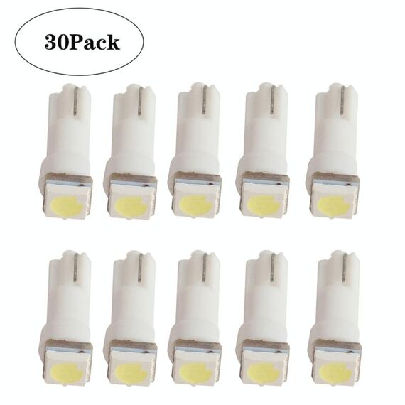 30 PCS T5 1LED SMD-5050 Indicatore LED per modifica auto Luce bianca